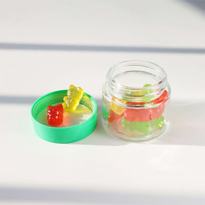 Container de armazenamento de doces de flores de ervas daninhas de vidro redondo liso com tampa de parafuso à prova de crianças