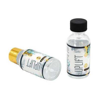 1 oz 30 ml resistente a fugas de cheiro hermético transparente frasco de vidro redondo de boston com tampa de parafuso preto para óleo essencial líquido medicamento líquido