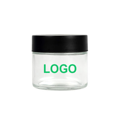 frasco 2oz de vidro claro com da erva daninha resistente do tampão da criança vidro de empacotamento