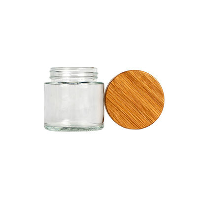 frasco de vidro claro da erva daninha 3oz com tampa de bambu frasco do vidro de 3,5 gramas 8o