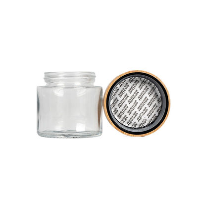 frasco de vidro claro da erva daninha 3oz com tampa de bambu frasco do vidro de 3,5 gramas 8o