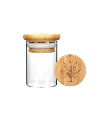 Frasco da especiaria do vidro de Borosilicate do armazenamento do alimento com a tampa de bambu para o cereal da farinha dos macarronetes das ervas