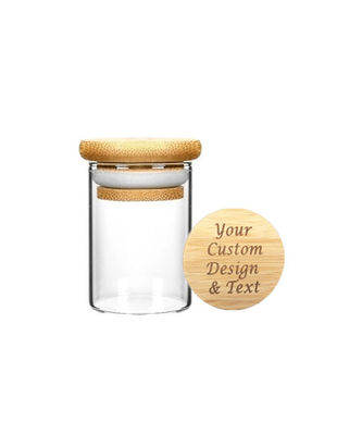 Frasco da especiaria do vidro de Borosilicate do armazenamento do alimento com a tampa de bambu para o cereal da farinha dos macarronetes das ervas