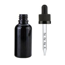 Conta-gotas de vidro resistentes da criança graduada para óleos essenciais Matt Black