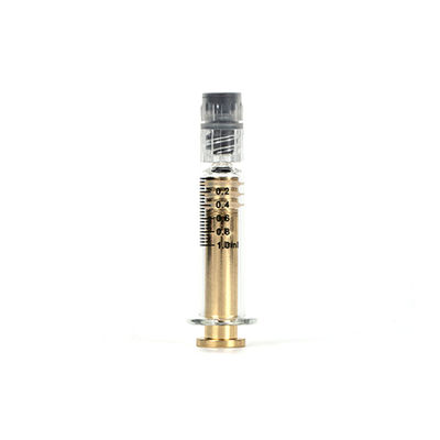 1 ml Luer Lock Seringa de vidro com pistão de ouro metálico