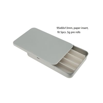 A corrediça resistente de gravação Tin With Paper Insert 5 da criança embala pre a lata do rolo