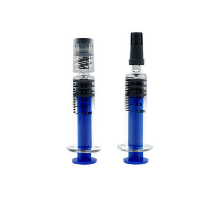 O bloco feito sob encomenda de vidro 1ml da erva daninha do Borosilicate coloriu a seringa do fechamento de Luer para o óleo do concentrado