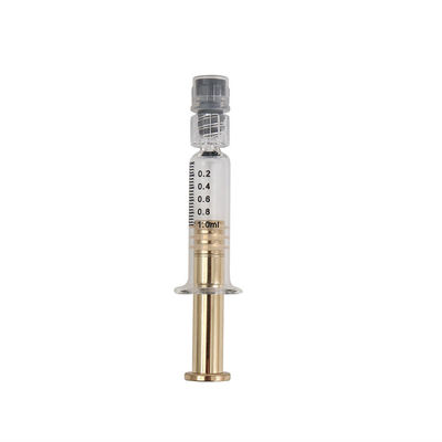 1 ml Luer Lock Seringa de vidro com pistão de ouro metálico