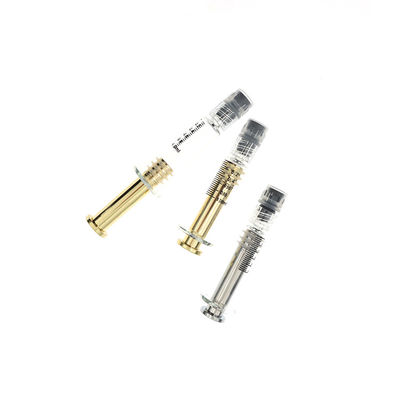 Das seringas de vidro do óleo do  da seringa 1ml do fechamento de Luer do atuador do metal atuador de prata do ouro