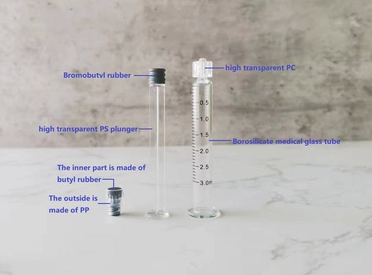 1 ml 2, 25 ml 3 ml 5 ml Seringa de Borosilicato pré- cheia Pulgão de Plástico Metal Luer Lock Seringas 5 ml Seringas de Vidro 1 ml