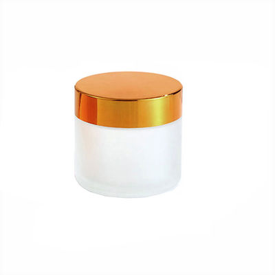 Frasco de vidro transparente fosco resistente a crianças de 2oz com tampa dourada