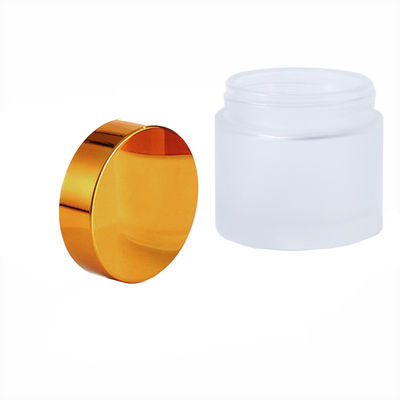 Frasco de vidro transparente fosco resistente a crianças de 2oz com tampa dourada