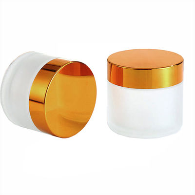 Frasco de vidro transparente fosco resistente a crianças de 2oz com tampa dourada