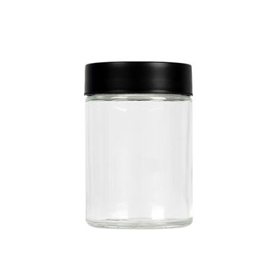 Boca larga 5oz do frasco de vidro claro da erva daninha da flor do cânhamo sem chumbo
