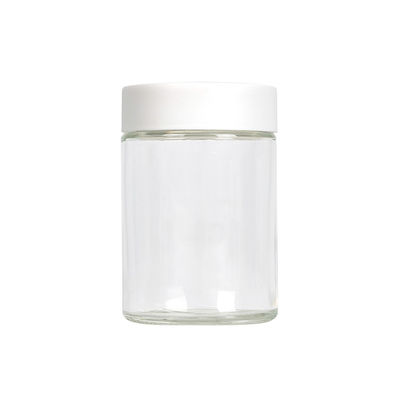 Boca larga 5oz do frasco de vidro claro da erva daninha da flor do cânhamo sem chumbo