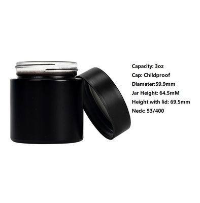 frasco de vidro D60 da erva daninha da capacidade 3oz/90ml * tamanho de H52 milímetro
