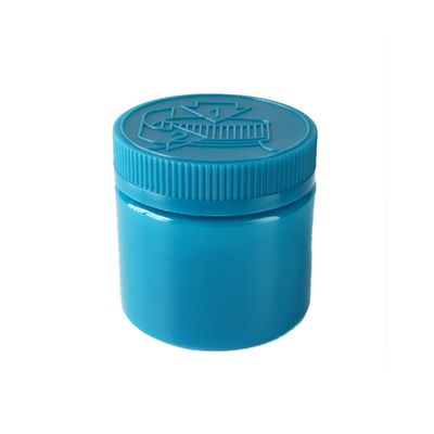 frasco plástico azul da erva daninha 6oz com abaixar &amp; para girar tampões da prova da criança