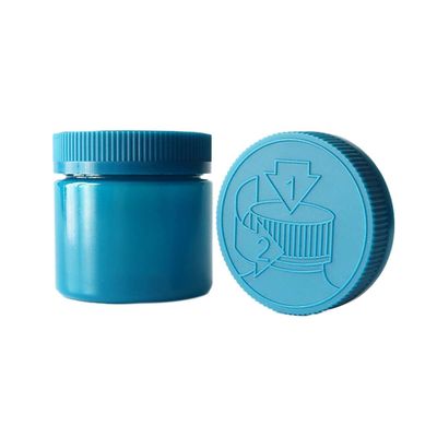 frasco largo da flor do  da boca do frasco plástico azul da prova da criança 6oz com tampão