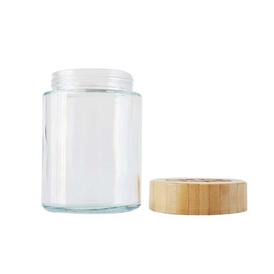 marijuana sem perigo para as crianças do frasco de vidro de bambu da tampa 18oz que empacota o frasco grande da flor do cânhamo