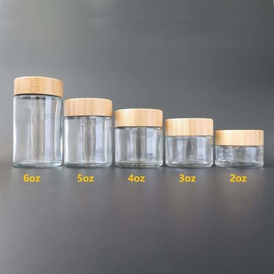 Frasco de vidro 2oz 3oz 4oz 5oz 6oz da tampa de bambu resistente da criança para o armazenamento do