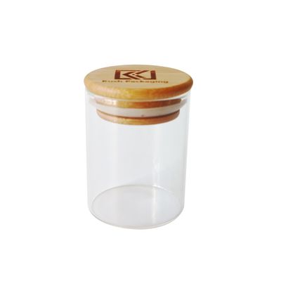 Frasco largo de vidro de madeira da flor do cânhamo da boca do frasco 1-18oz do Borosilicate da tampa da sução