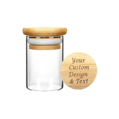 frasco de madeira do vidro de Borosilicate da tampa de 2oz 3oz para produtos secos da erva daninha