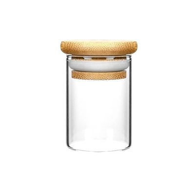 Recipiente de armazenamento de madeira 4oz da marijuana do frasco do vidro de Borosilicate da sução da tampa 6oz