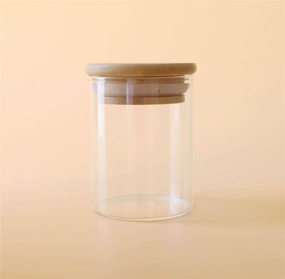 tampa de bambu de Herb And Spice Containers With do macarronete do alimento do vidro de Borosilicate 1-18oz
