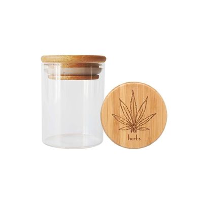Frasco largo de vidro de madeira da flor do cânhamo da boca do frasco 1-18oz do Borosilicate da tampa da sução