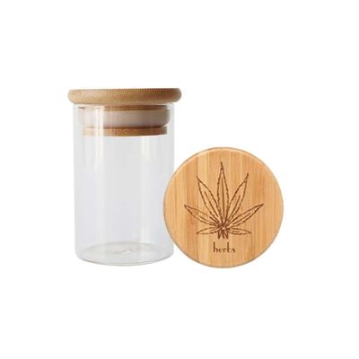 Frasco de vidro transparente e transparente de alto borosilicato com tampa de madeira de bambu
