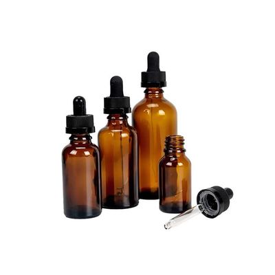 Garrafa de vidro com tampa à prova de adulteração para óleo de THC Ambre Azul Preto Resistente a crianças Garrafa de vidro com gotas