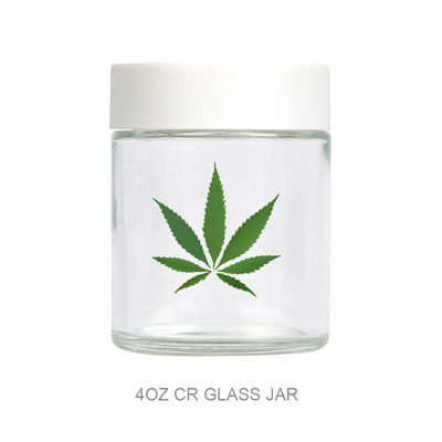 Frasco de empacotamento 4oz claro da erva daninha do centro de detecção e de controlo com o frasco do  do vidro da tampa do parafuso