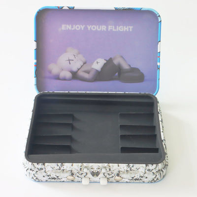 Resíduo metálico ou criança lustrosa Tin Box resistente com a inserção do silicone para 5pcs Preroll