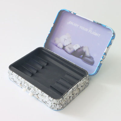 Resíduo metálico ou criança lustrosa Tin Box resistente com a inserção do silicone para 5pcs Preroll