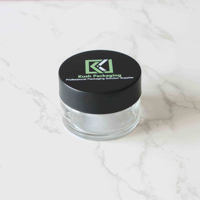 CR Flower Bud Jar Resistente a crianças hermeticamente à prova de cheiro preto tampa de parafuso frascos de vidro para goma Ervas de armazenamento