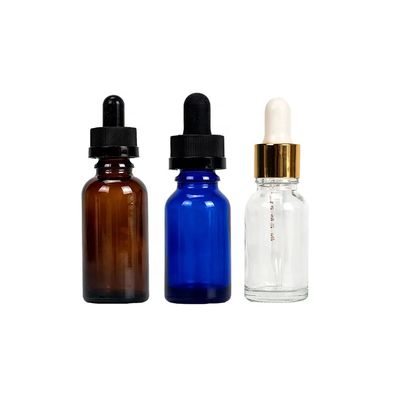 Garrafa de vidro com tampa à prova de adulteração para óleo de THC Ambre Azul Preto Resistente a crianças Garrafa de vidro com gotas
