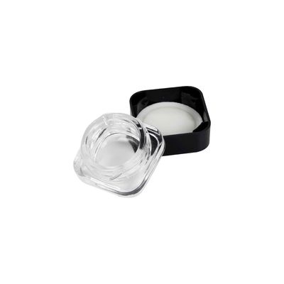 Frasco de vidro transparente de 5 ml, tampa à prova de crianças, frasco quadrado, frasco concentrado, embalagem com tampa à prova de crianças