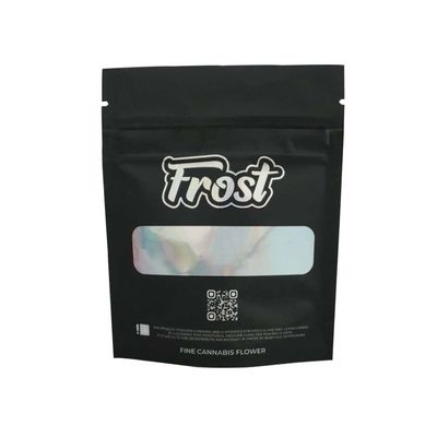 Bolsas Mylar à prova de crianças, pretas e foscas, personalizáveis, com janela clara