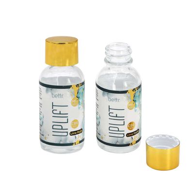 Custom Label Labeled Smell Proof 1oz 30ml Luxury Mini Small Glass Bottle with Gold Aluminum Screw Lid Cap for Mojito Liquid