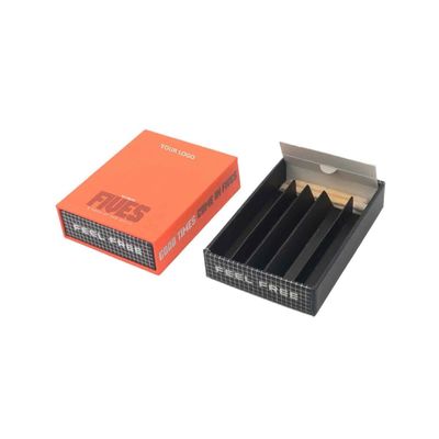 Embalagem de caixa de papel para charutos pré-enrolados Multipack em relevo com compartimento para fósforos
