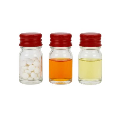 Frasco de vidro de 5mL com óleo concentrado de medicina com logotipo personalizado, com tampa de metal vermelha